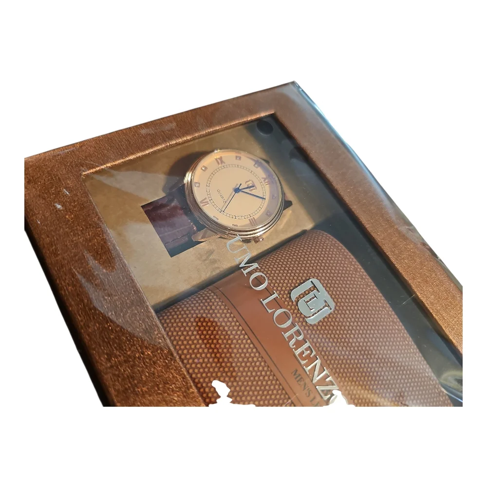 MENS BI-FOLD LLEATHER WALLET & ANALOG QUARTZ WATCH SET